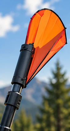 Concept of the orange spring-loaded canopy opening from its sleeve.